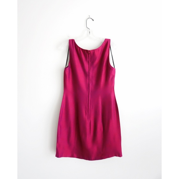 Vintage 90s Iridescent Fuchsia Mini Dress fit M - Picture 2 of 3